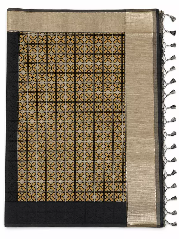 Black mullai tussar silk saree