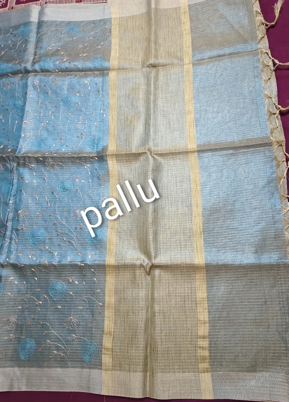 Sky blue tissue saree
