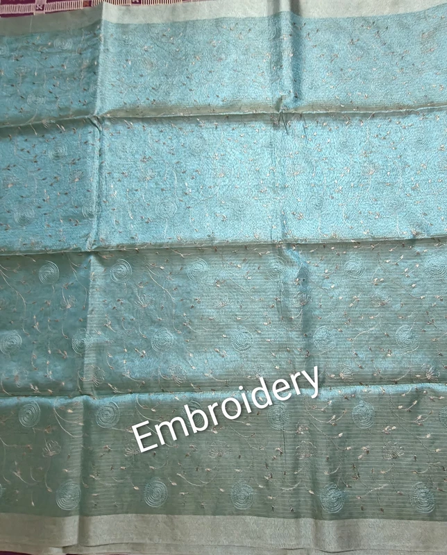 Turquoise blue tissue saree