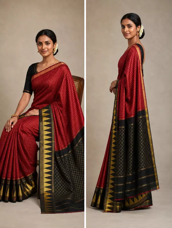 Red Raw silk saree