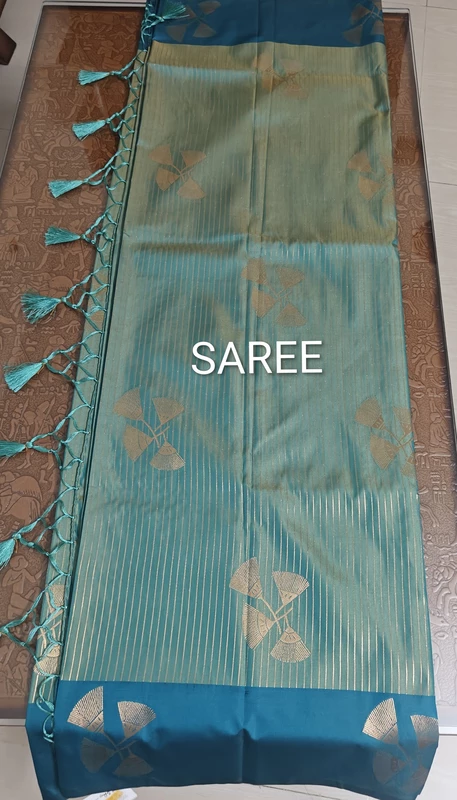 Rama green soft silk saree