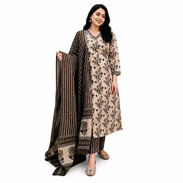 Cotton kurta pant set with dupatta