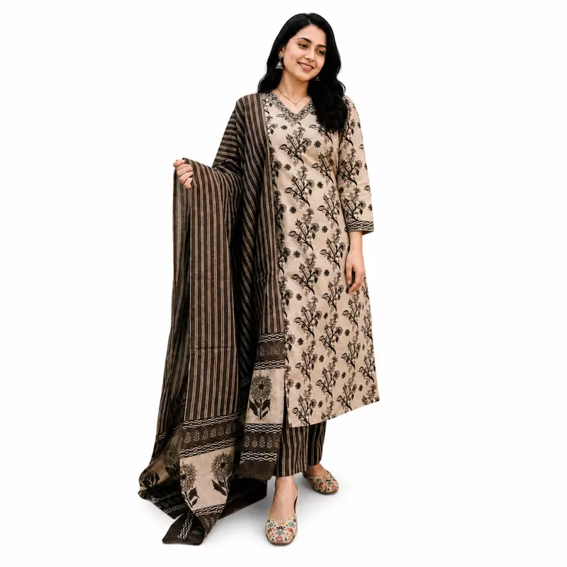 Cotton kurta pant set with dupatta