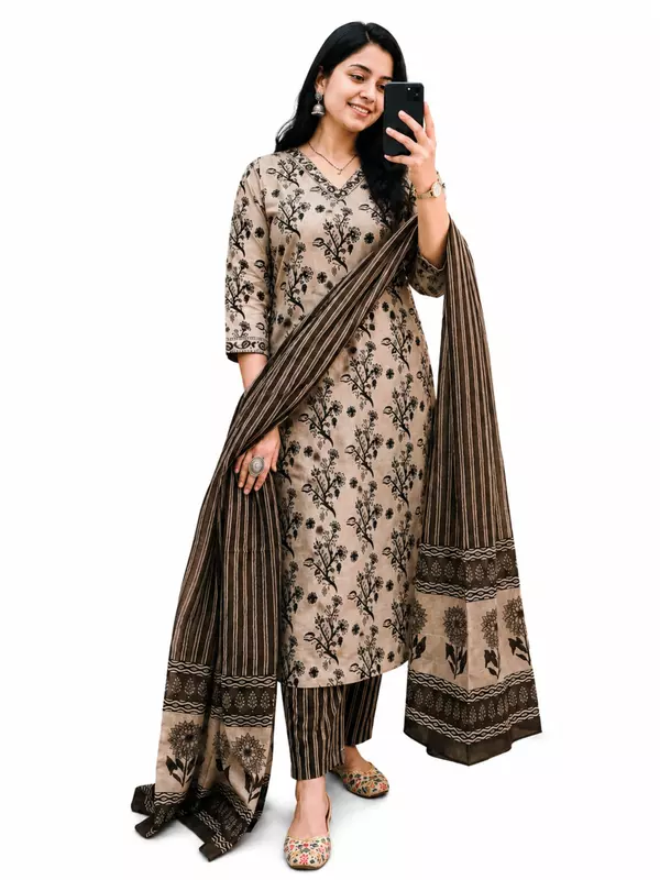 Cotton kurta pant set with dupatta