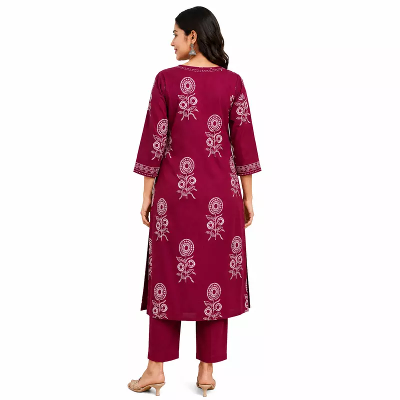 Cotton kurti pant set with dupatta