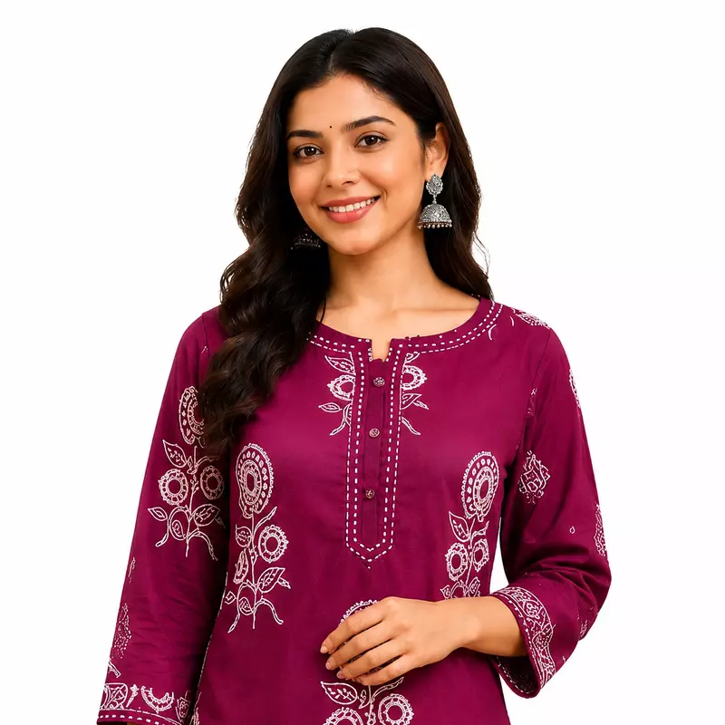 Cotton kurti pant set with dupatta