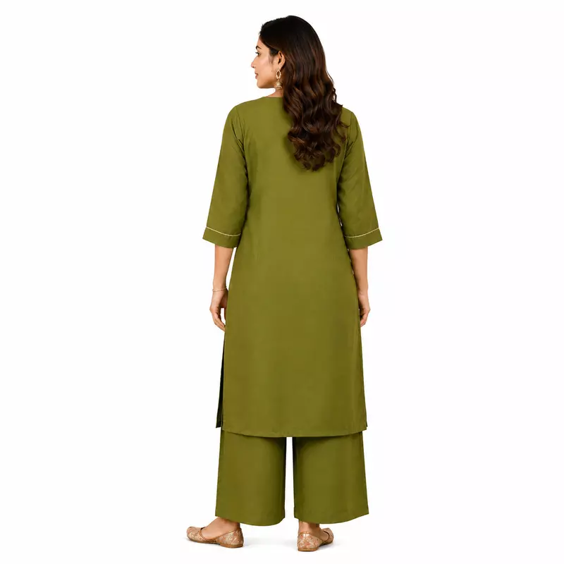 Green kurti pant set with dupatta