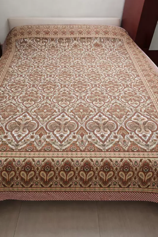 Sanganeri Print peach full print Bedsheet