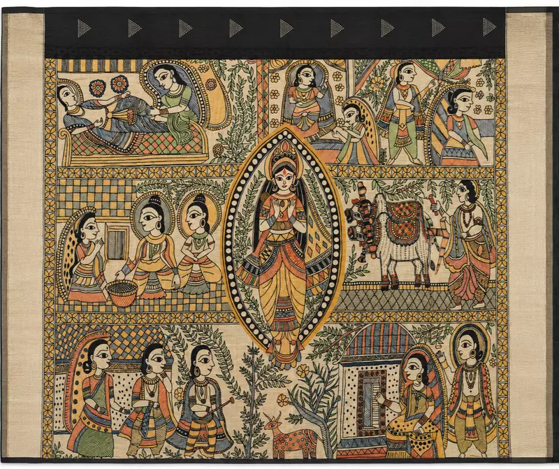 Black mullai tussar silk saree