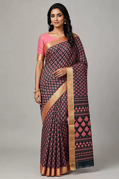 Onion pink mix cotton saree