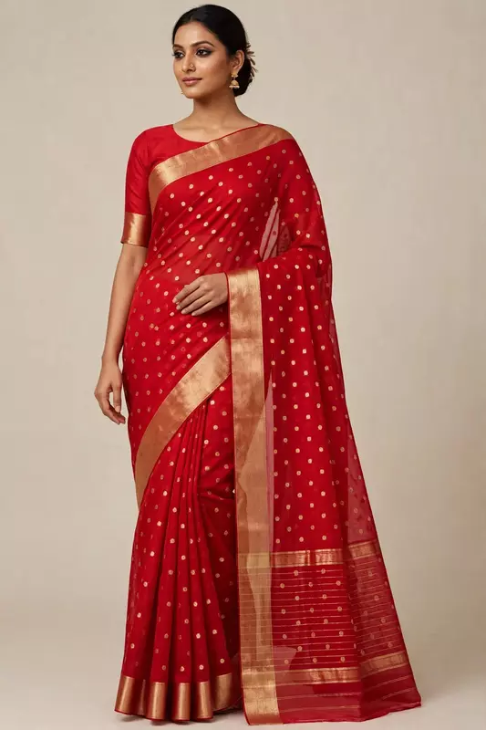 Red fancy organza inspired saree