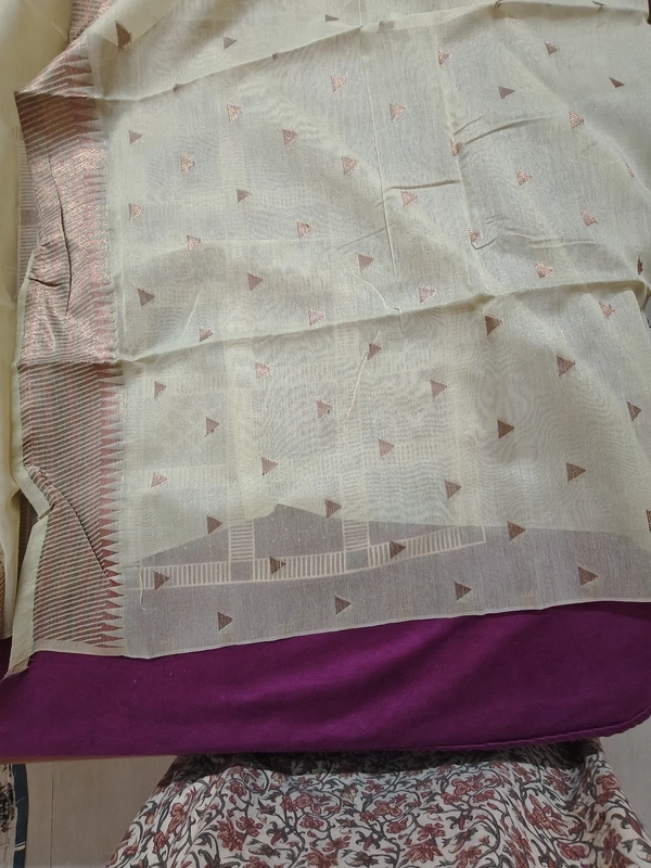 Cream kasmiri silk saree