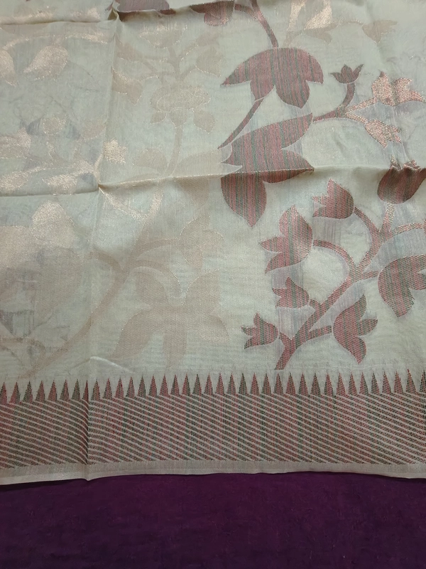 Cream kasmiri silk saree