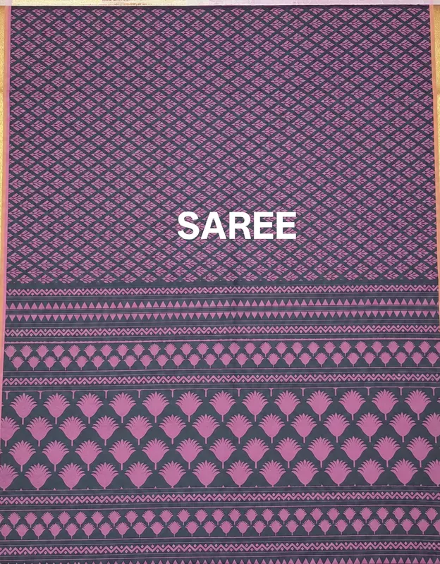 Mauve and black mix cotton saree