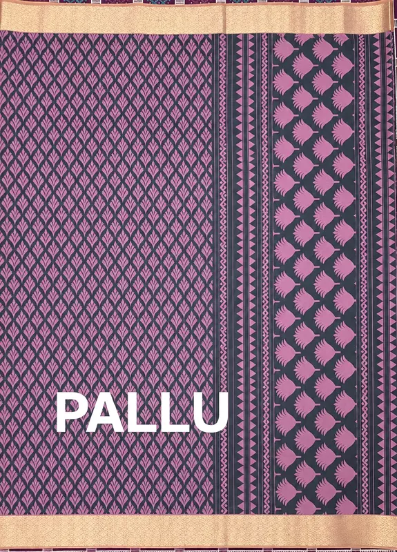 Mauve and black mix cotton saree