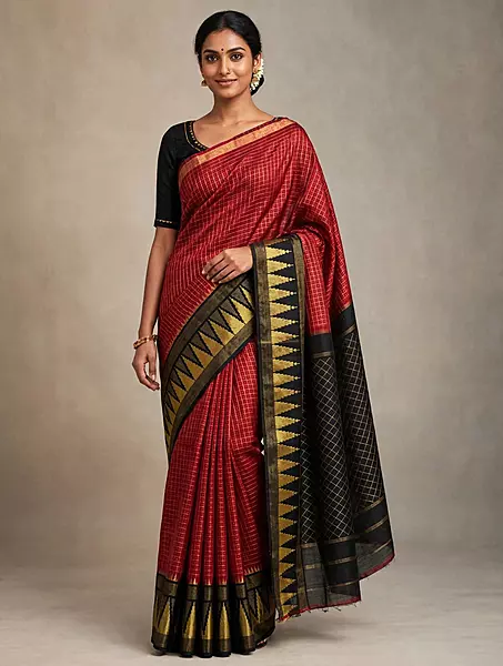 Red Raw silk saree