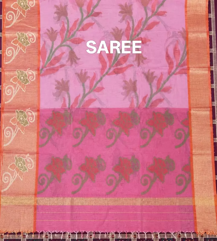 Pink Pochampalli cotton saree
