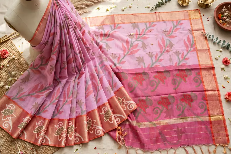 Pink Pochampalli cotton saree