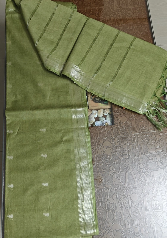 Green colour baswada cotton blend saree