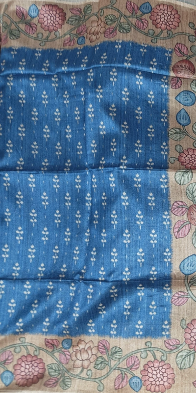 Ink blue kalamkari saree