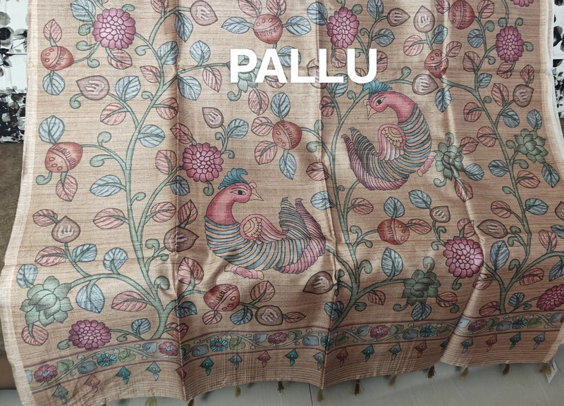 Onion pink kalamkari saree