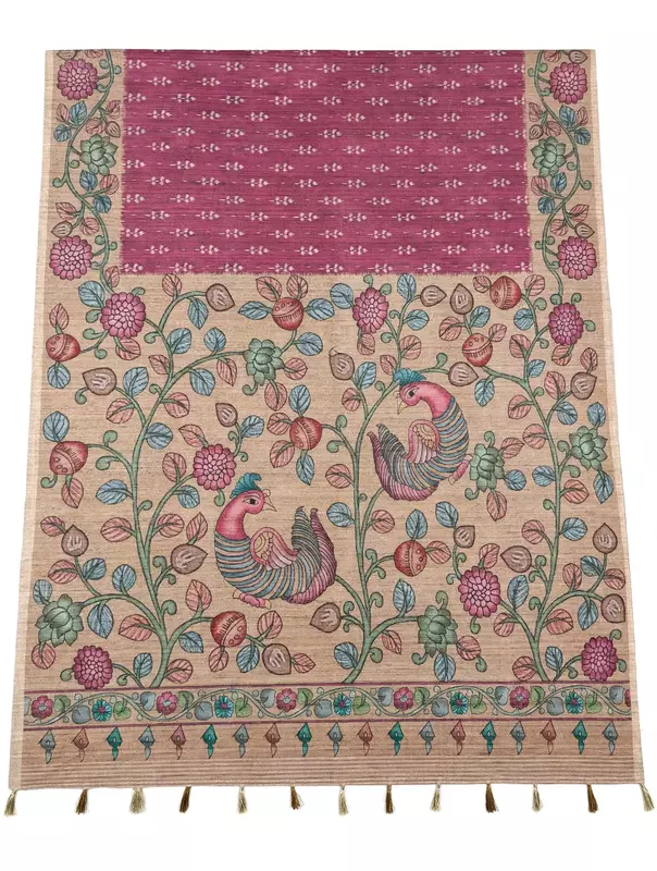 Onion pink kalamkari saree
