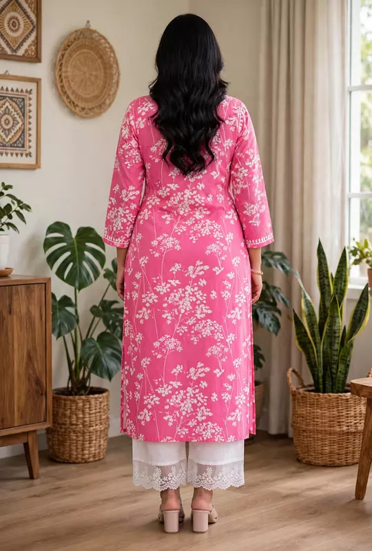 Pink chikankari co-ord set