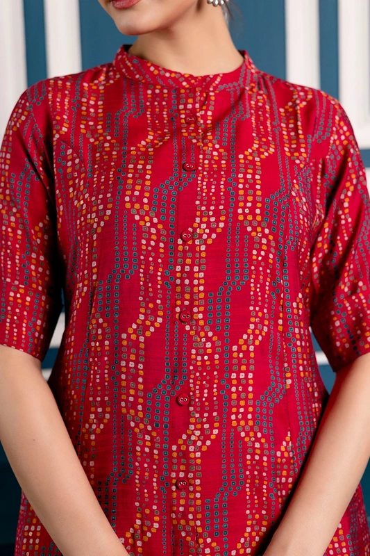 Red vetican silk co-ord set
