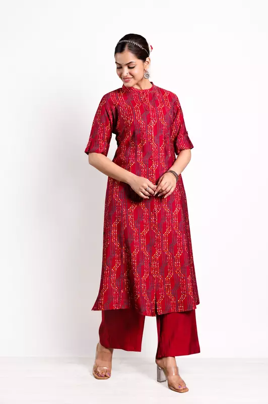 Red vetican silk co-ord set