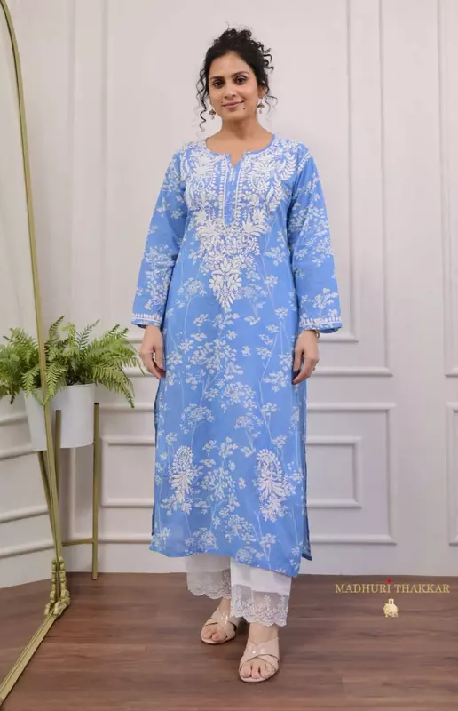 Blue chikankari co-ord set