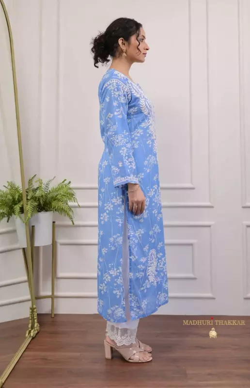 Blue chikankari co-ord set