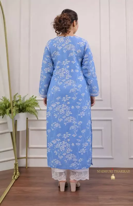 Blue chikankari co-ord set