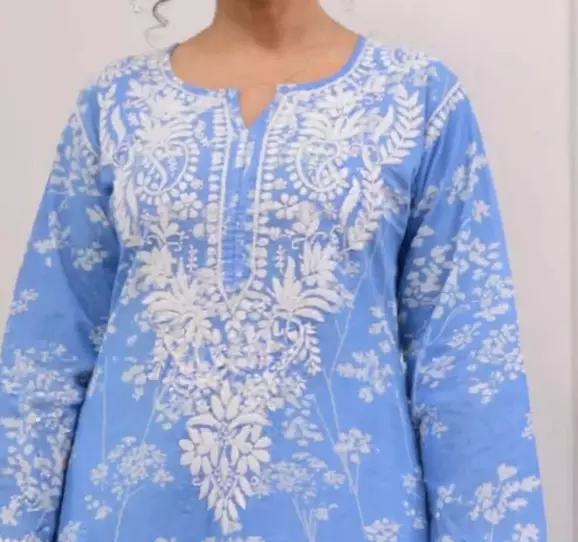 Blue chikankari co-ord set