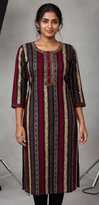Black maroon rayon kurti