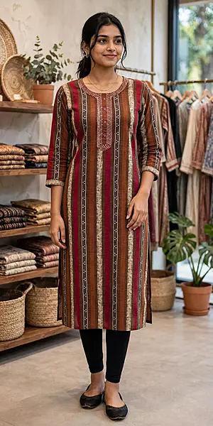Brown maroon rayon kurti
