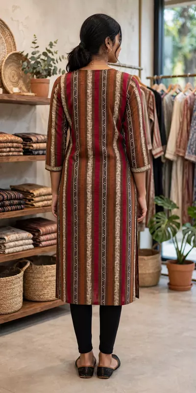 Brown maroon rayon kurti