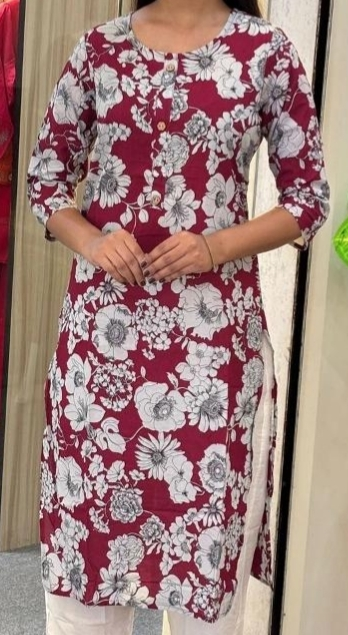 Maroon printed kurta