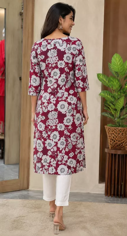 Maroon printed kurta