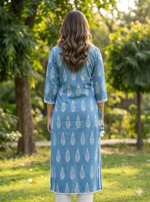 Sky blue rayon kurti