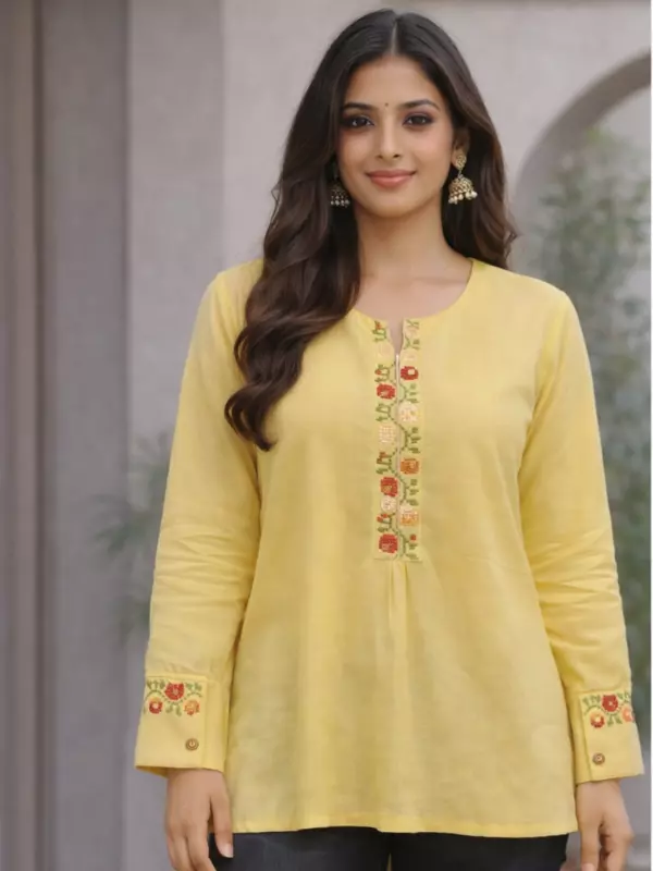 Rayon short yellow top