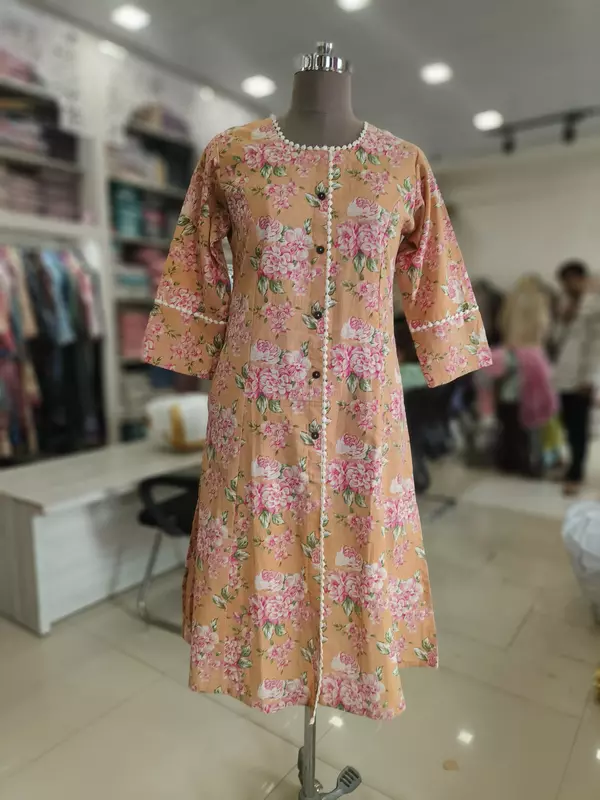 Orange flex cotton kurta