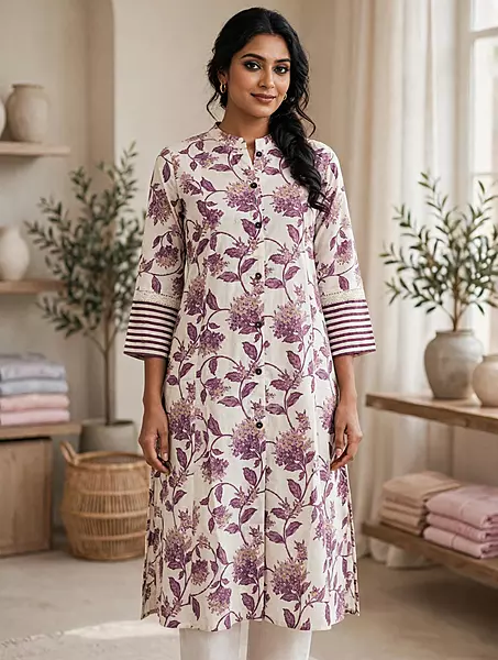 Purple Flex Cotton kurta