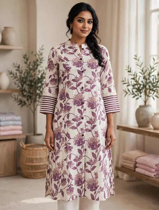 Purple Flex Cotton kurta