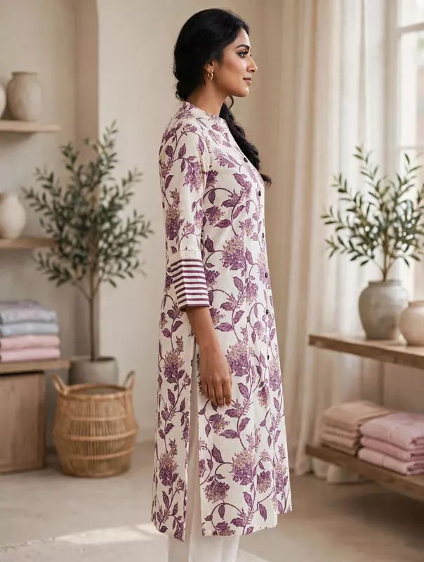 Purple Flex Cotton kurta