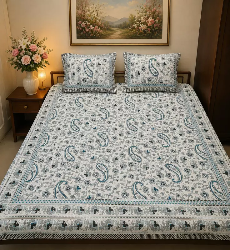 Jaipuri Cotton Kantha Print Bedsheet