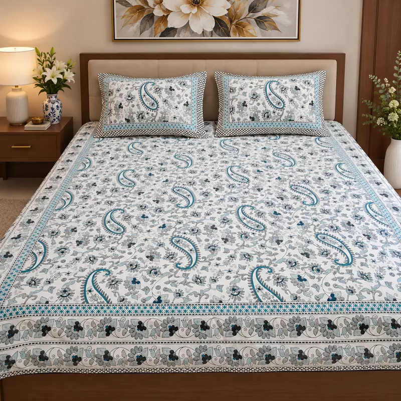 Jaipuri Cotton Kantha Print Bedsheet