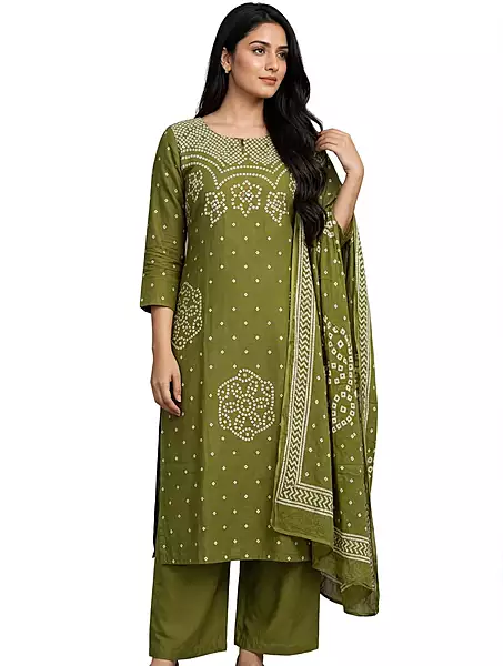 Green bandhani suit