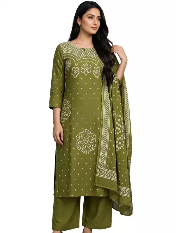 Green bandhani suit