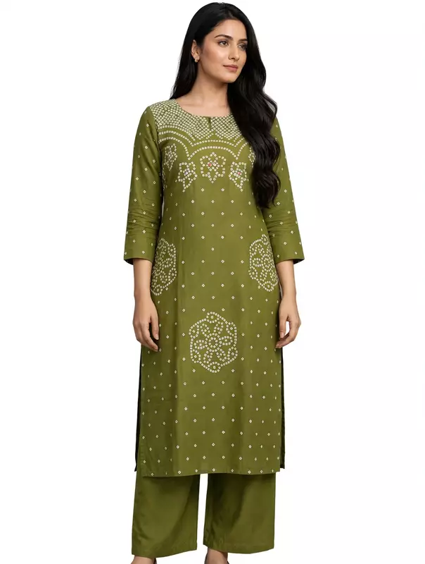 Green bandhani suit
