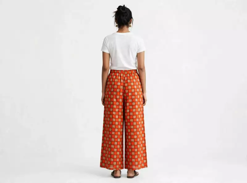 Orange checked cotton plazzo